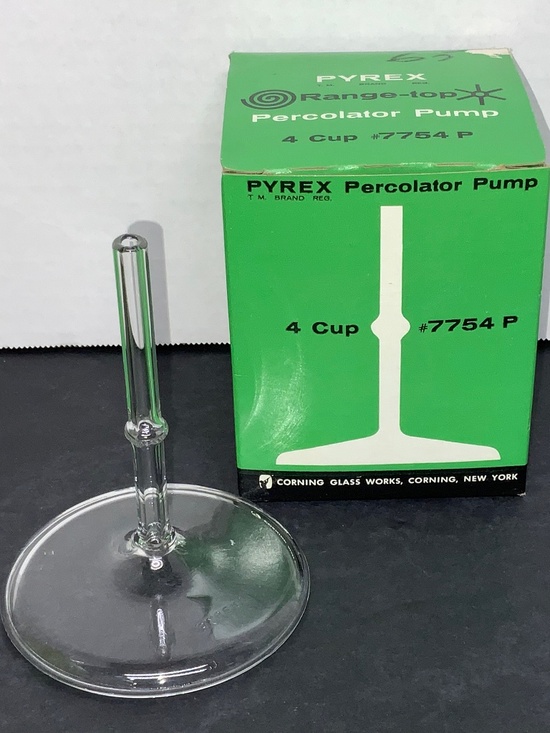 Pyrex NEW OLD STOCK Percolator Pump Range-top 4 Cup #7754 P Glass Corning - Picture 1 of 5